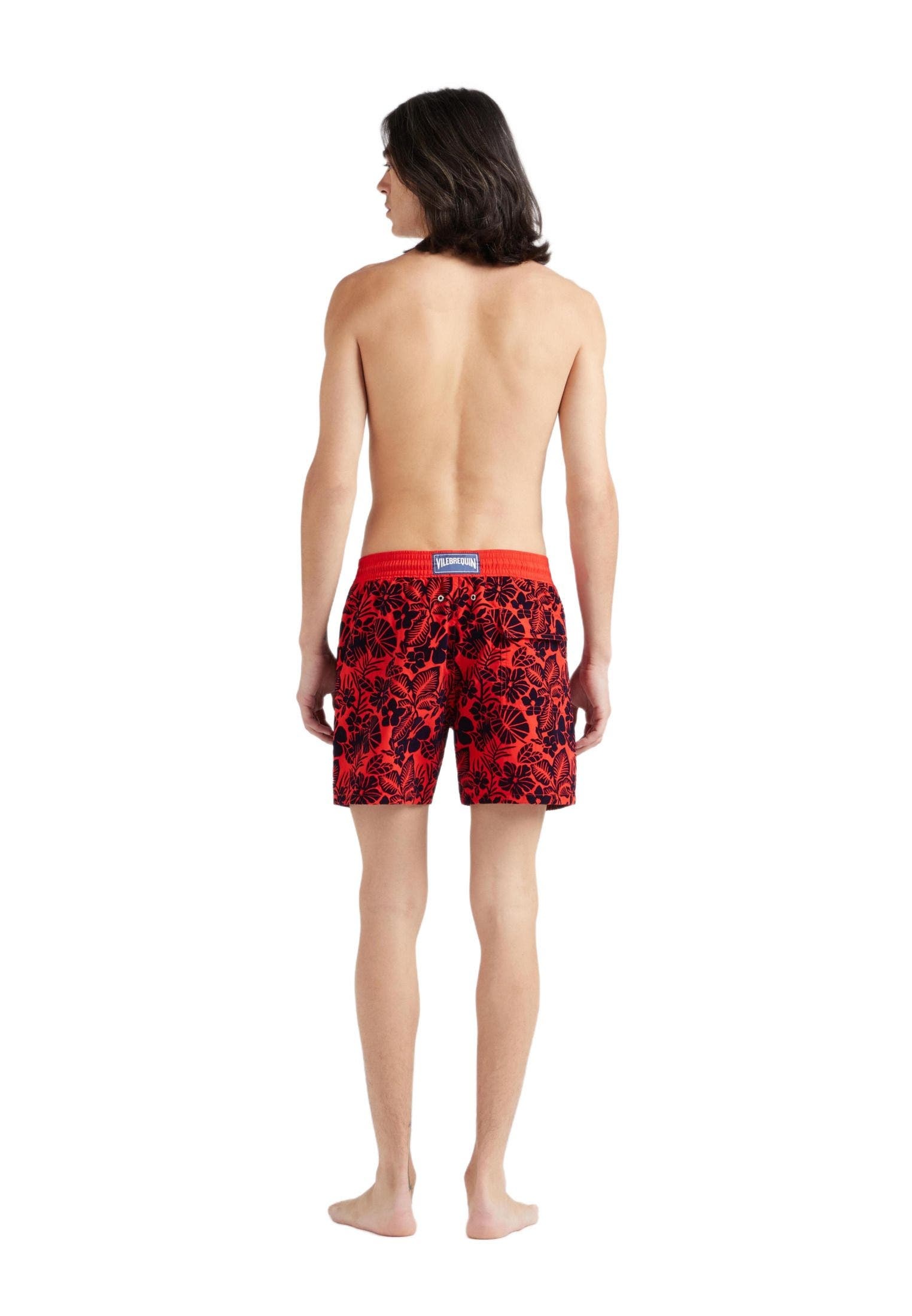 Vilebrequin Men's Flowers Flocked Swim Shorts in Coquelicot at Nordstrom - 2