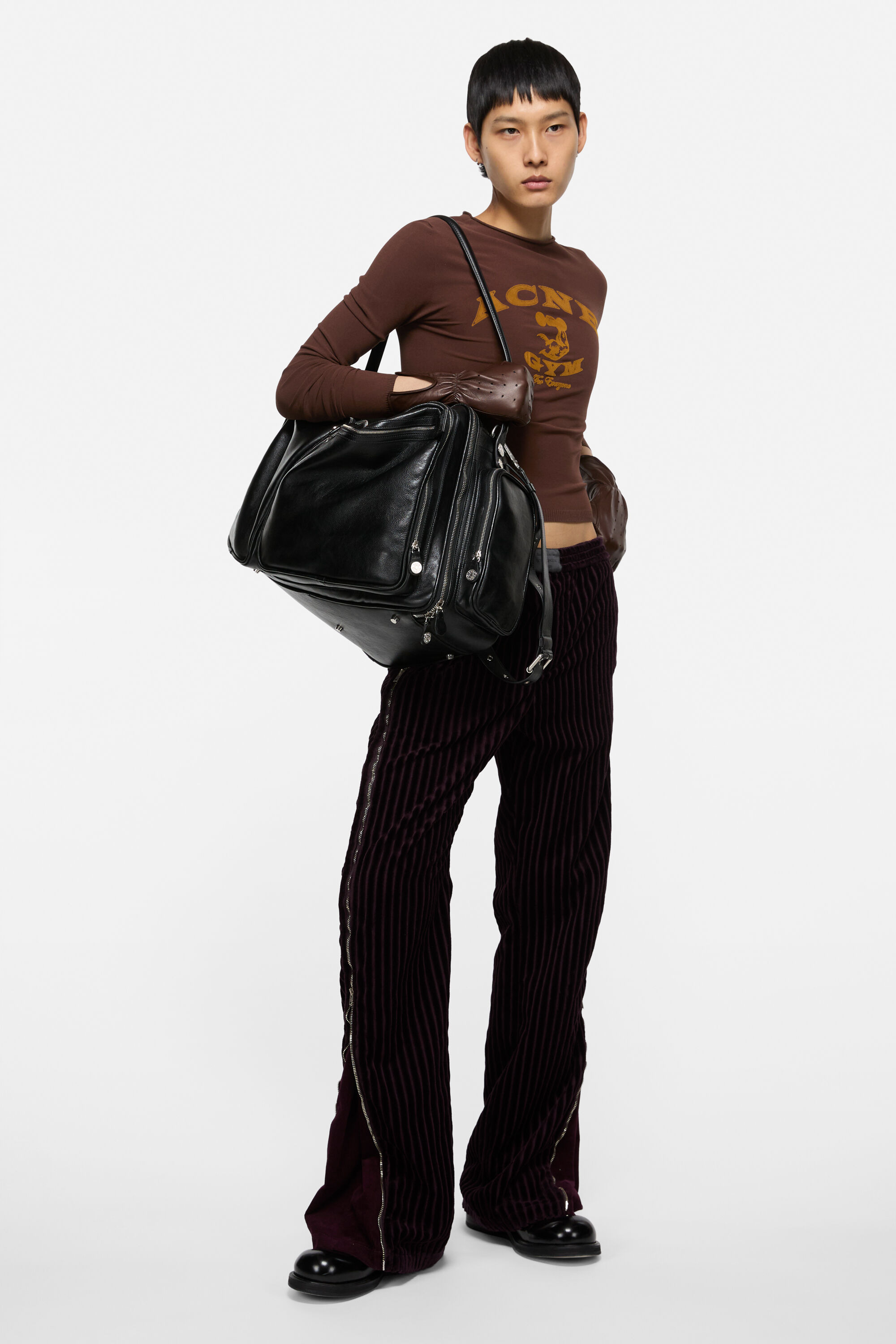 Fitted crewneck knit - Burgundy/brown - 2