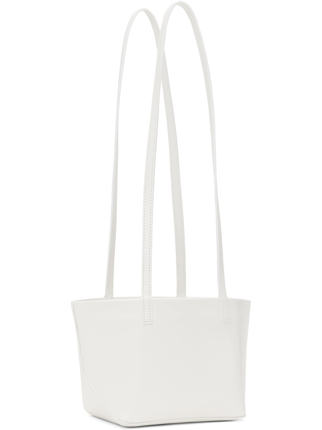 White Mini Square Leather Bag - 3