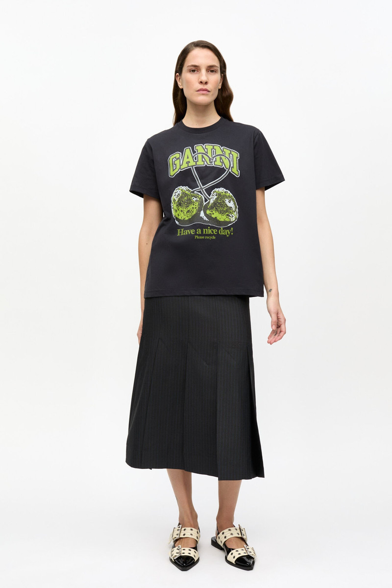 BLACK BASIC JERSEY GREEN CHERRY RELAXED T-SHIRT 3