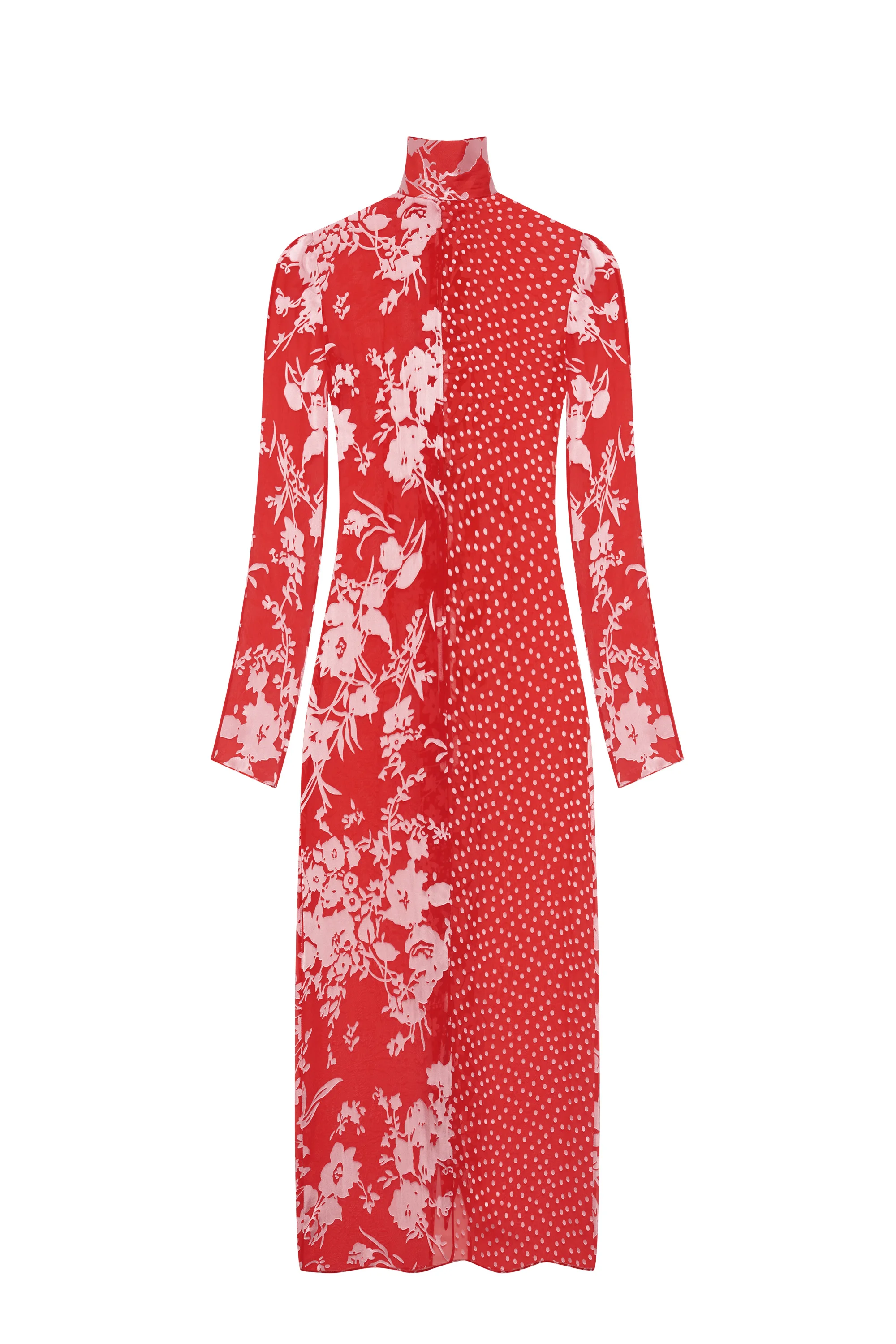 REGENERATED RASO SILK SCARVES LS LONG DRESS - 1