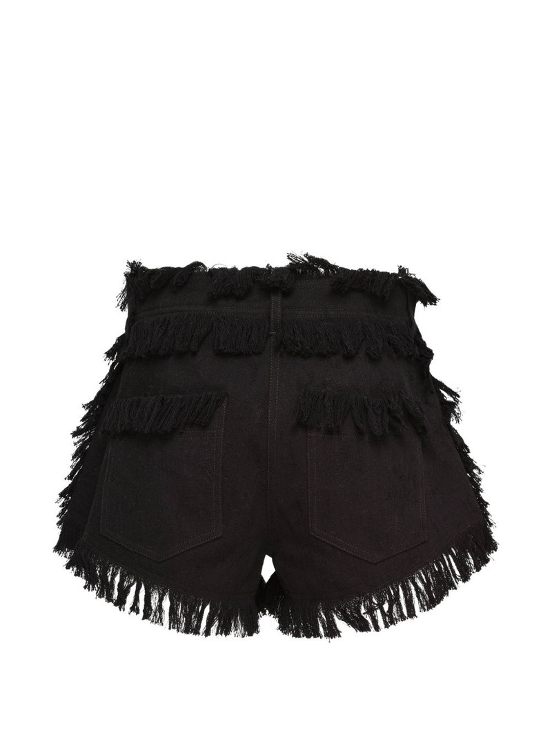 MSGM fringe-trimmed denim shorts outlook