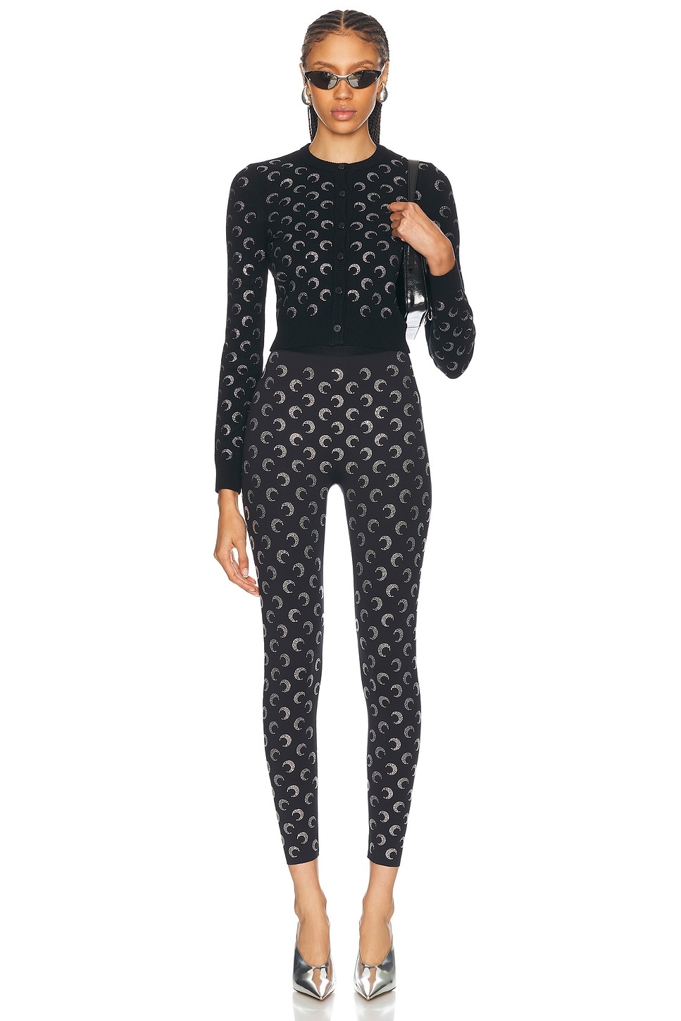 Moon Rhinestone Knit Fitted Cardigan - 4