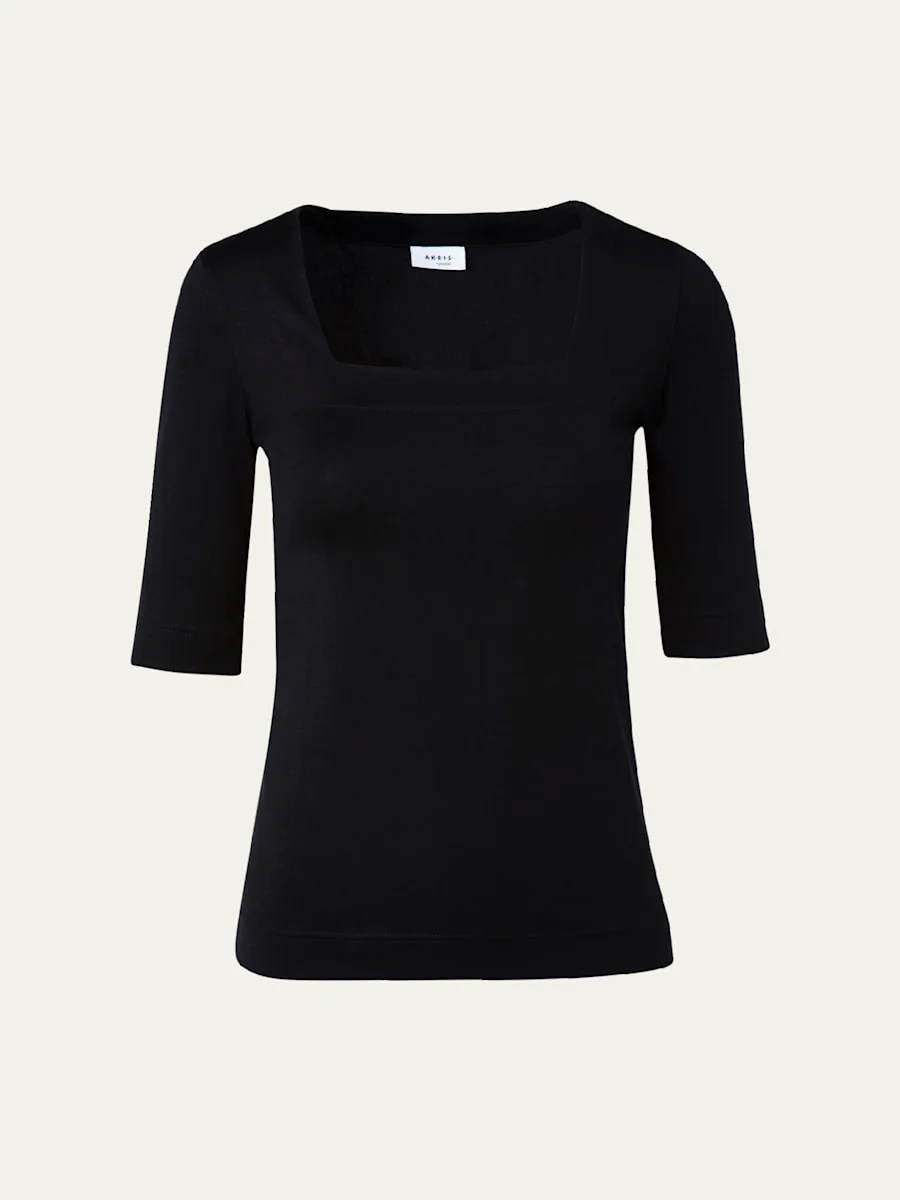 Square-Neck Jersey Top - 1