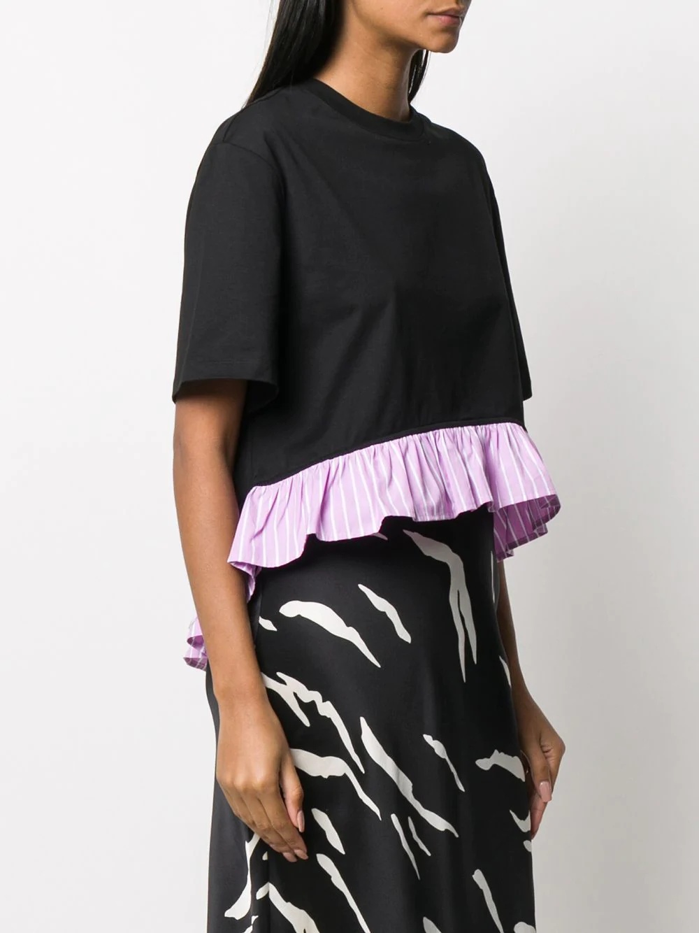 ruffle-trimmed cropped T-shirt - 3