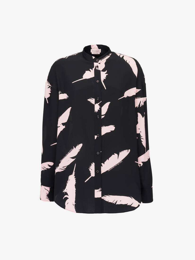 Women's Feather Cocoon Sleeve Shirt in Black/pink - 2