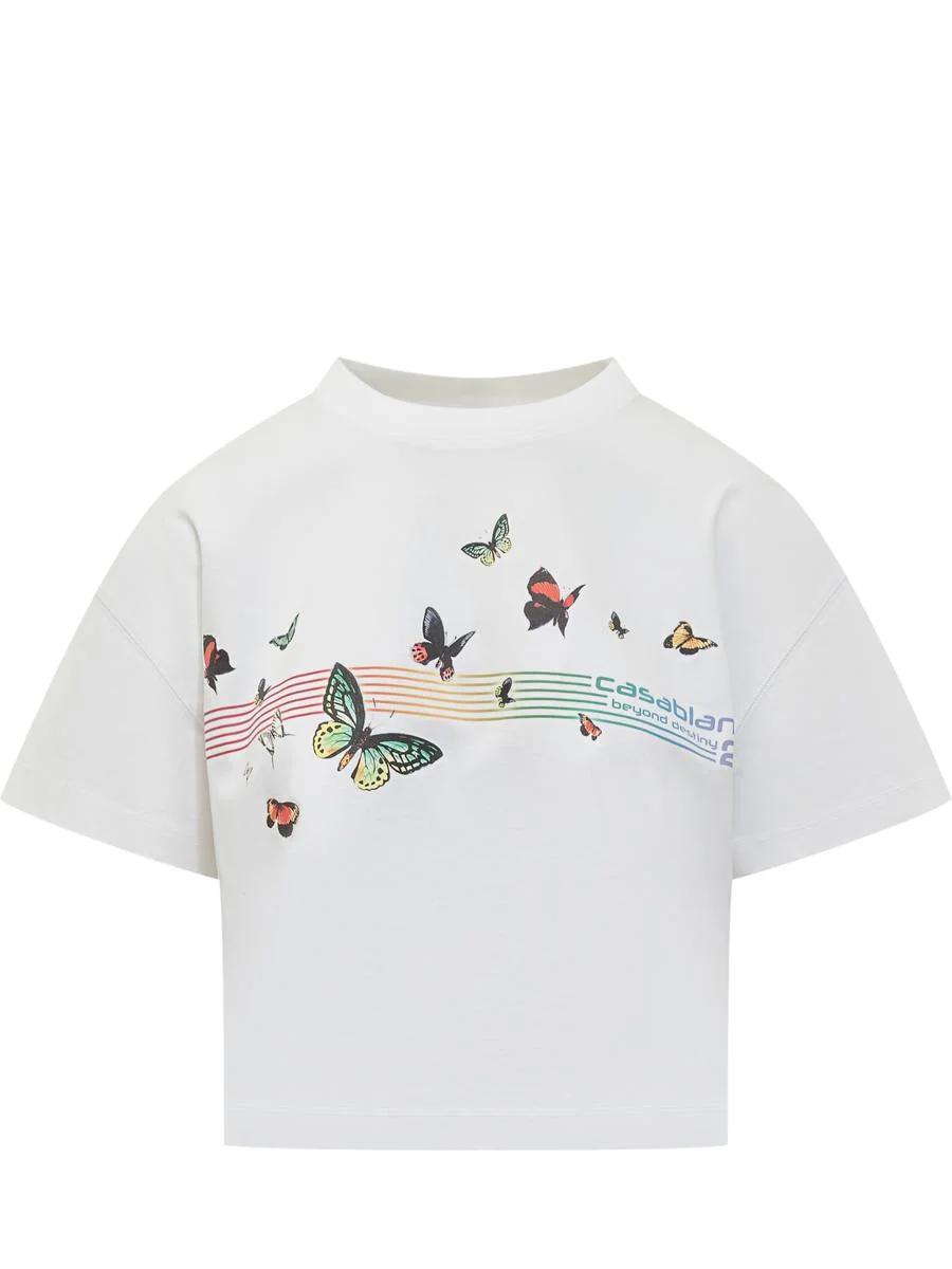 Casablanca Boxy T-Shirt With Butterflies - 1