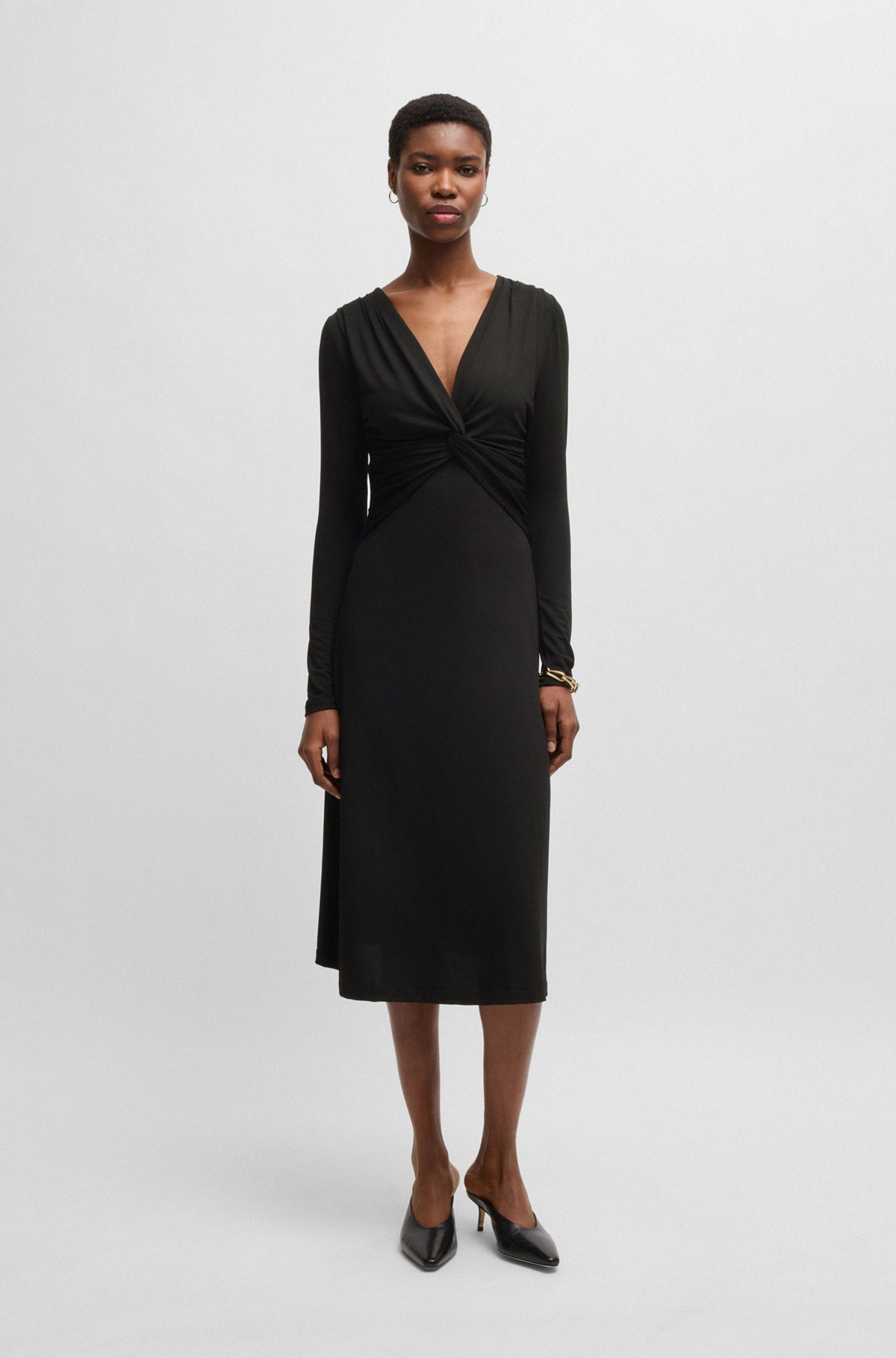 TWIST-FRONT DRESS IN STRETCH CREPE - 2