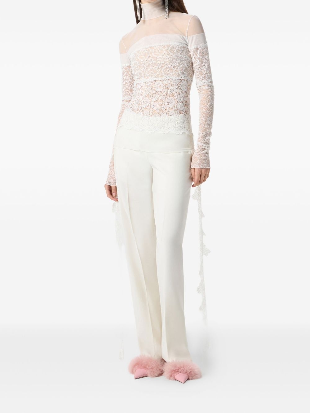 lace-detail trousers - 2