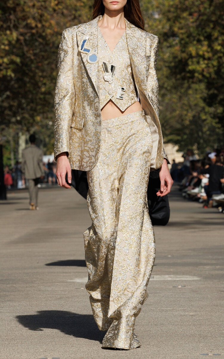 Brocade Single-Breasted Jacket gold - 2
