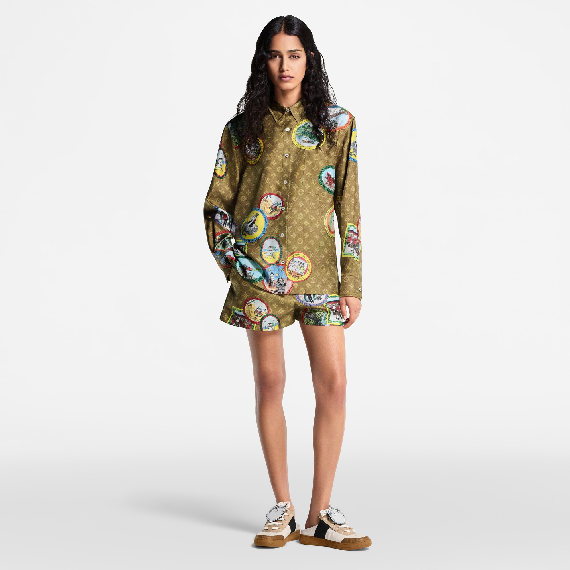 Monogram Cat Stamp Silk Shirt - 6