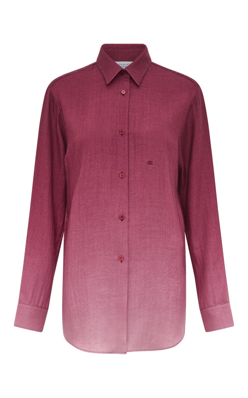 Reyes Shirt in Bordeaux Cashmere Silk Herringbone - 1