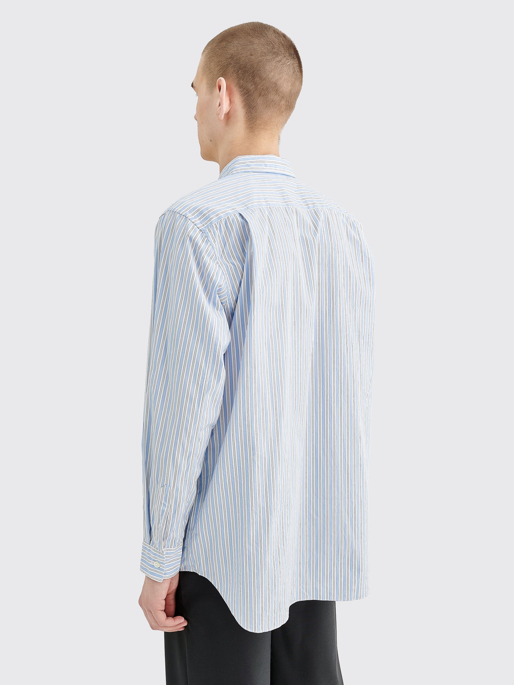 COMME DES GARÇONS PLAY SMALL HEART LS SHIRT STRIPE BLUE / WHITE - 4