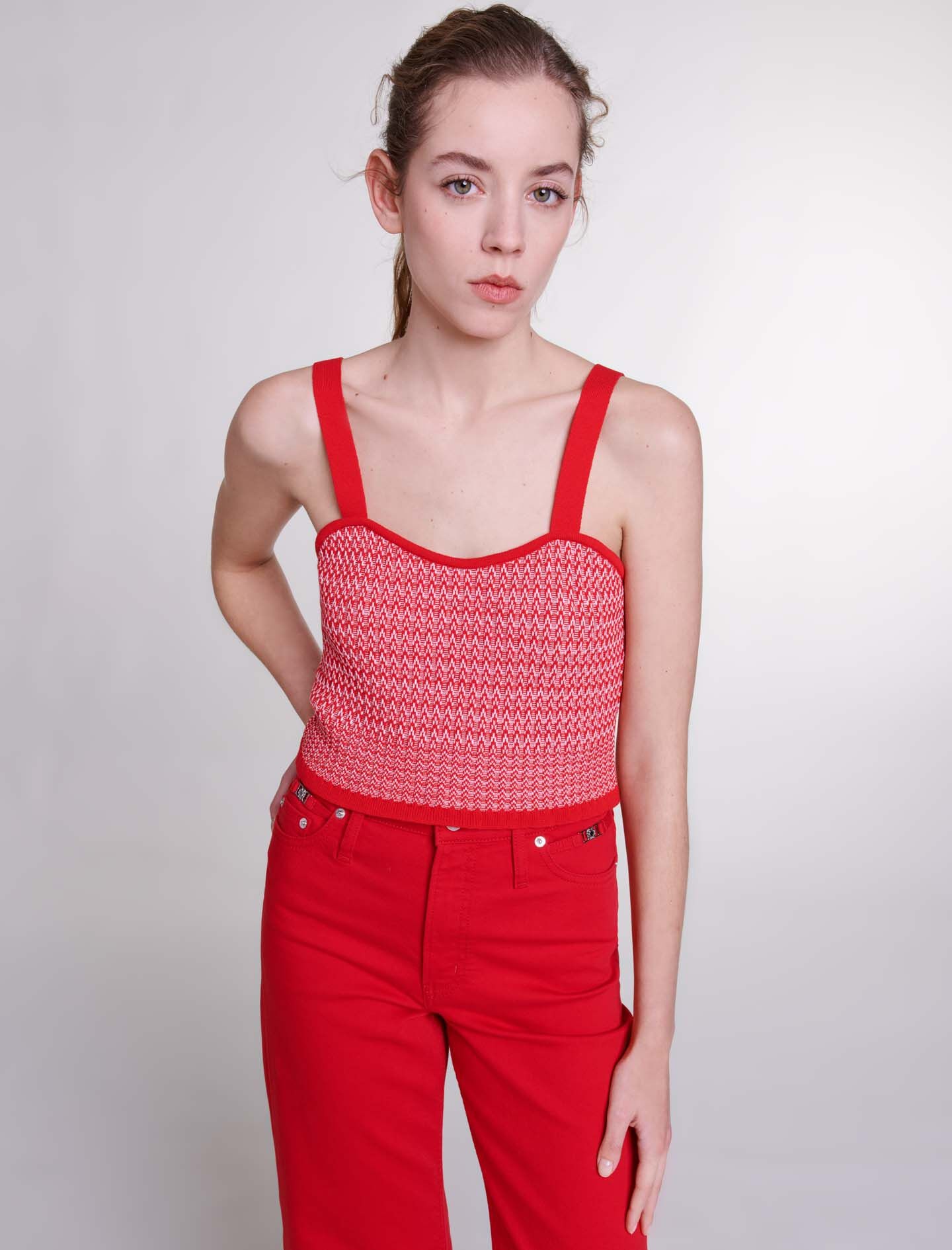 Herringbone knit twin set - 7