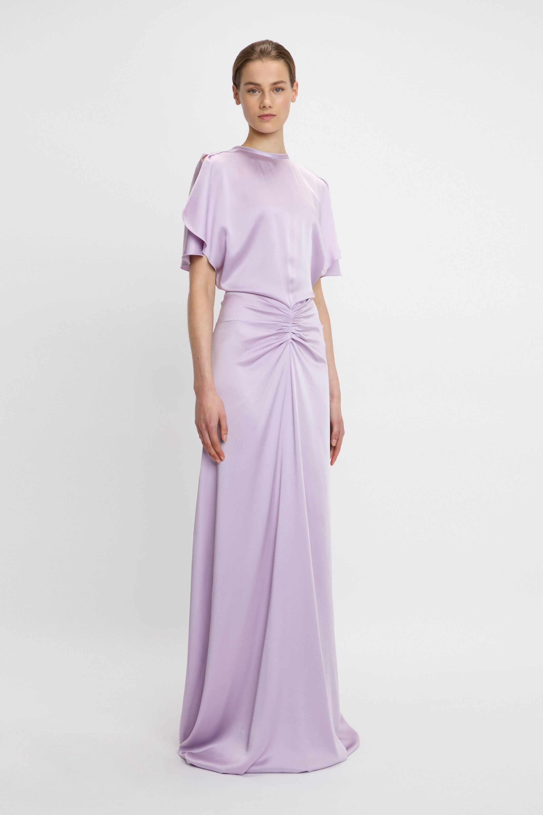 Gathered Waist Floor-Length Dress In Petunia - 3
