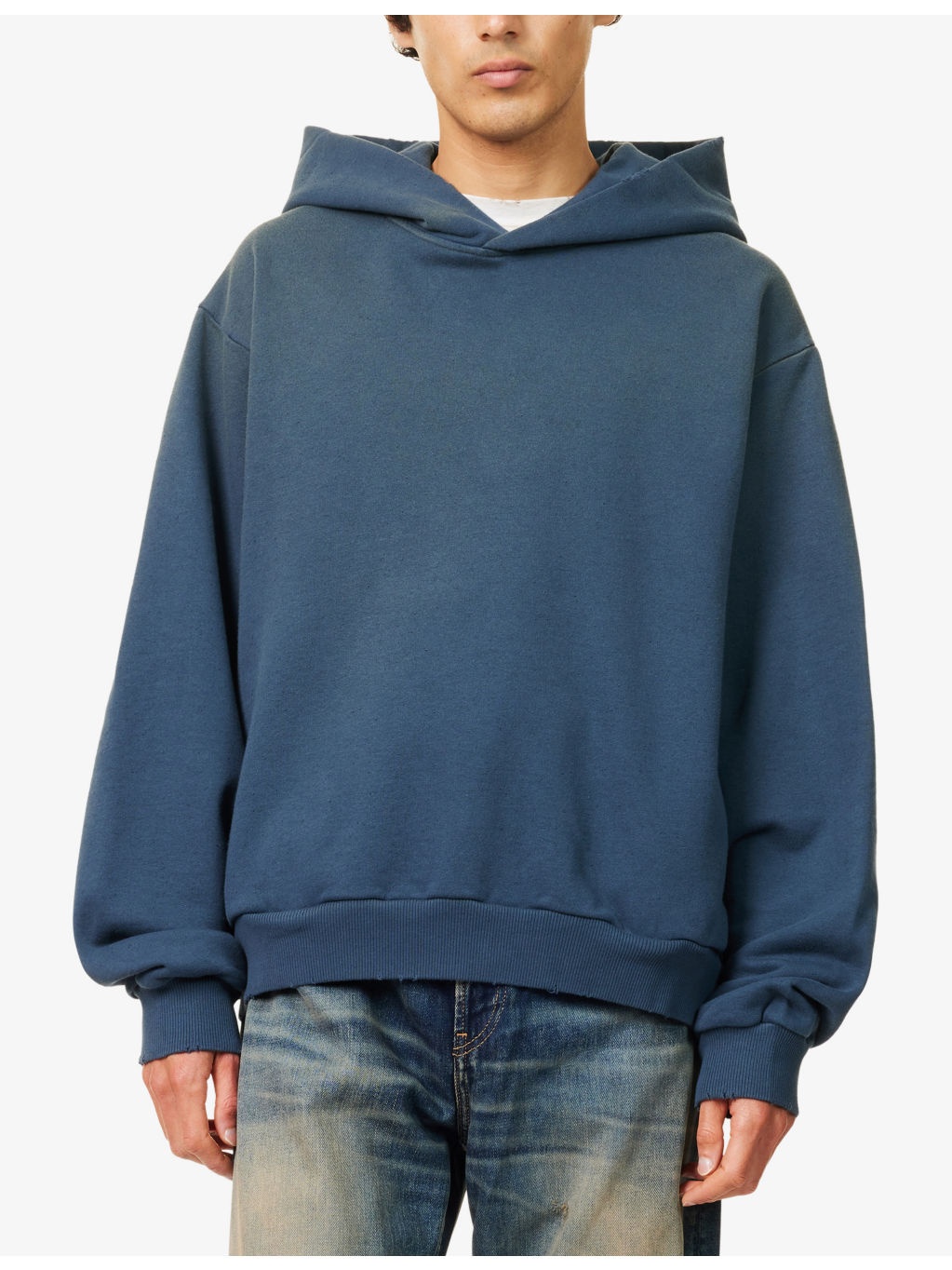 Logo distressed relaxed-fit cotton-blend hoody - 3