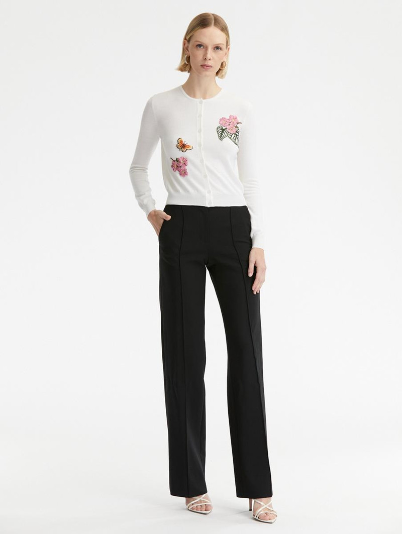 Oscar de la Renta MIXED BOTANICAL THREADWORK CARDIGAN outlook