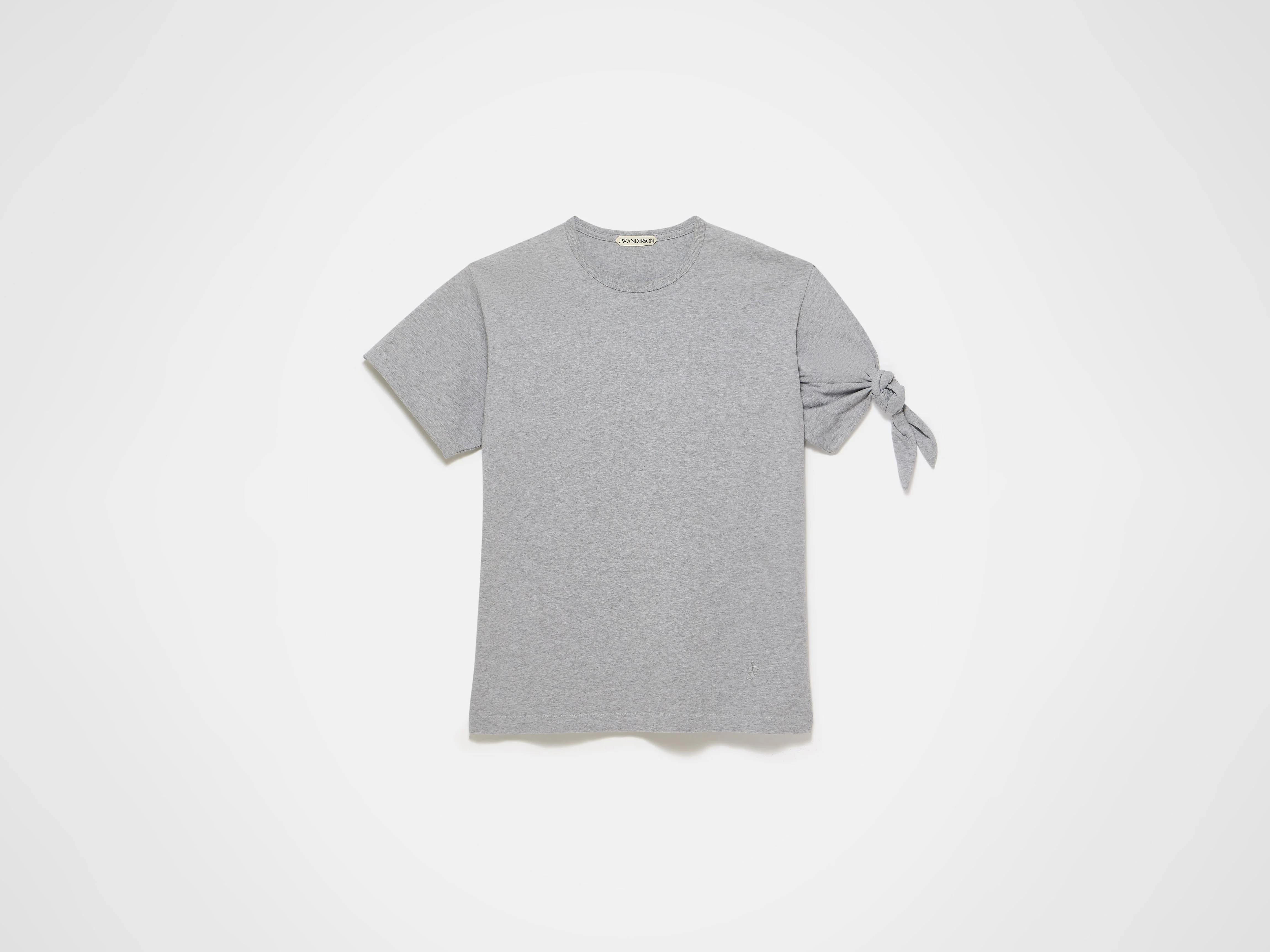 WOMENS KNOTTED SLEEVE T-SHIRT IN MID GREY MELANGE - 1