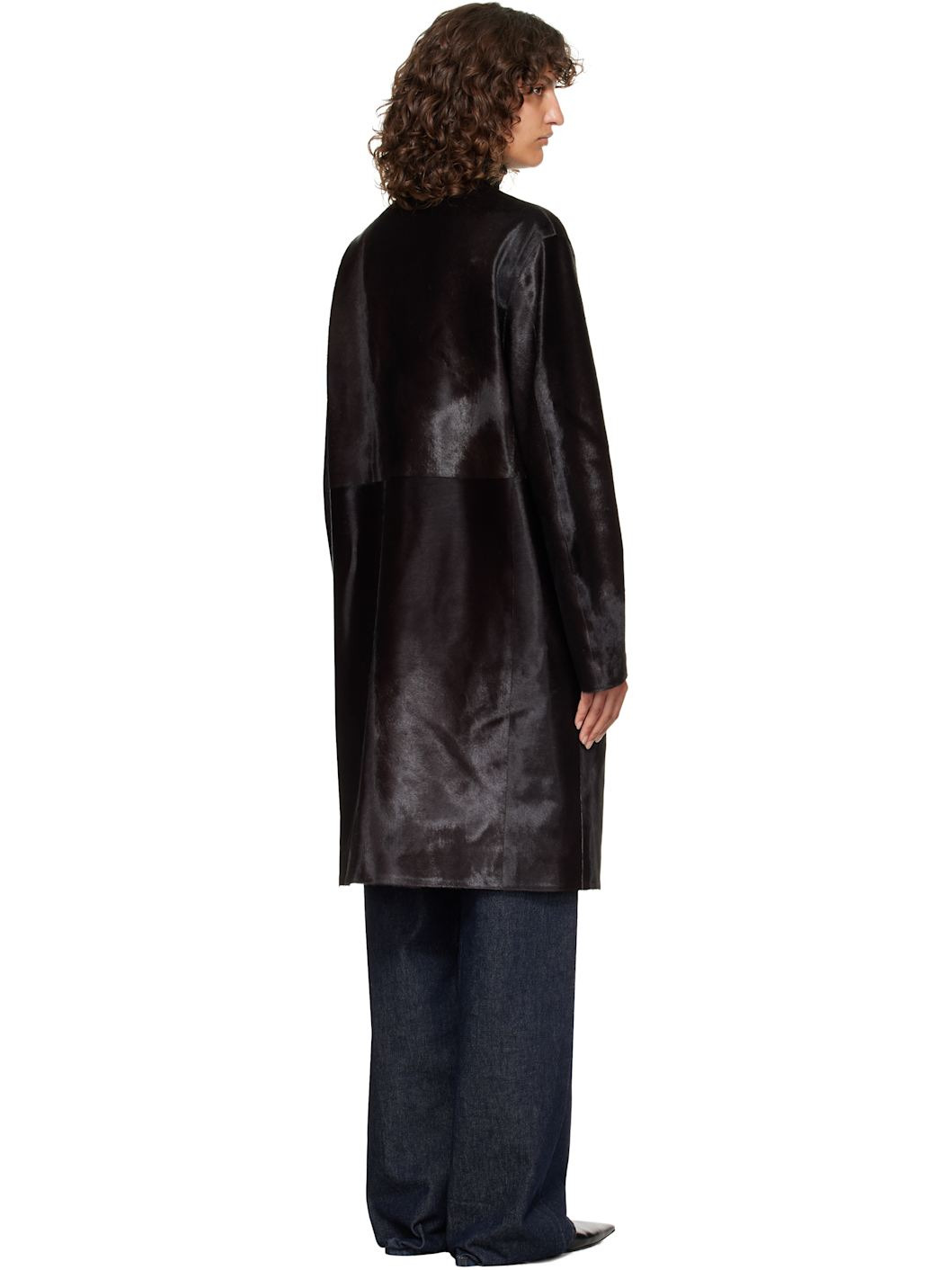 Brown Miller Pony Effect Leather Coat - 3