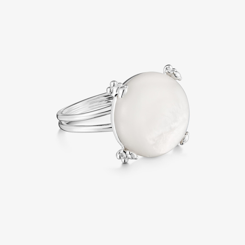 TOUS Silver Color Pills Ring with mother-of-pearl outlook