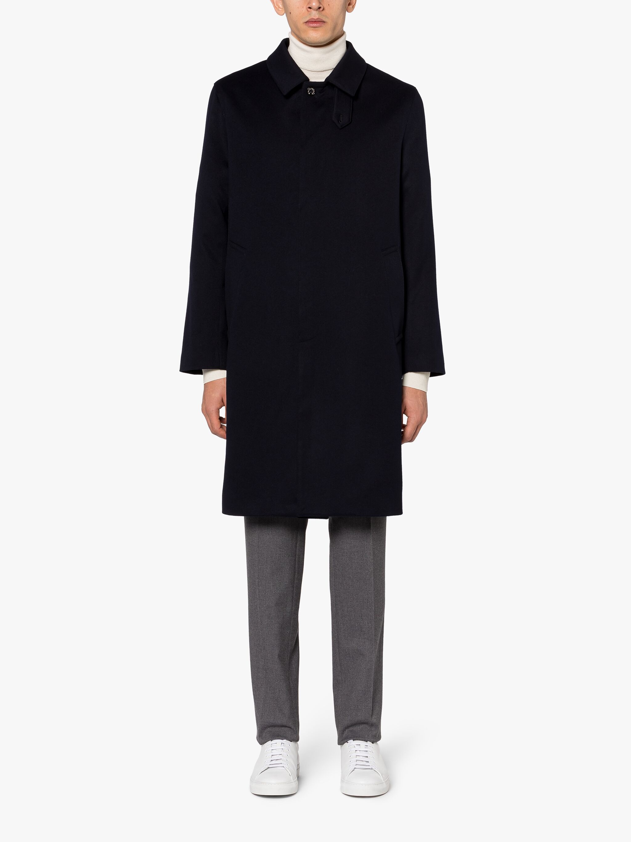 DUNKELD NAVY RAIN SYSTEM WOOL 3/4 COAT - 3