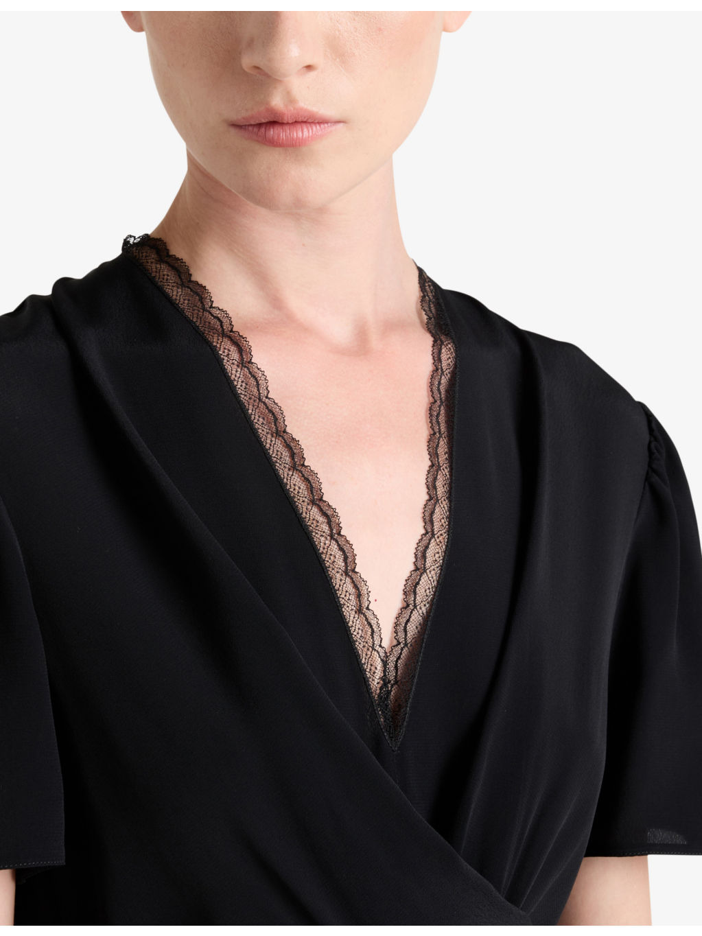 Draped V-neck marocain midi dress - 3