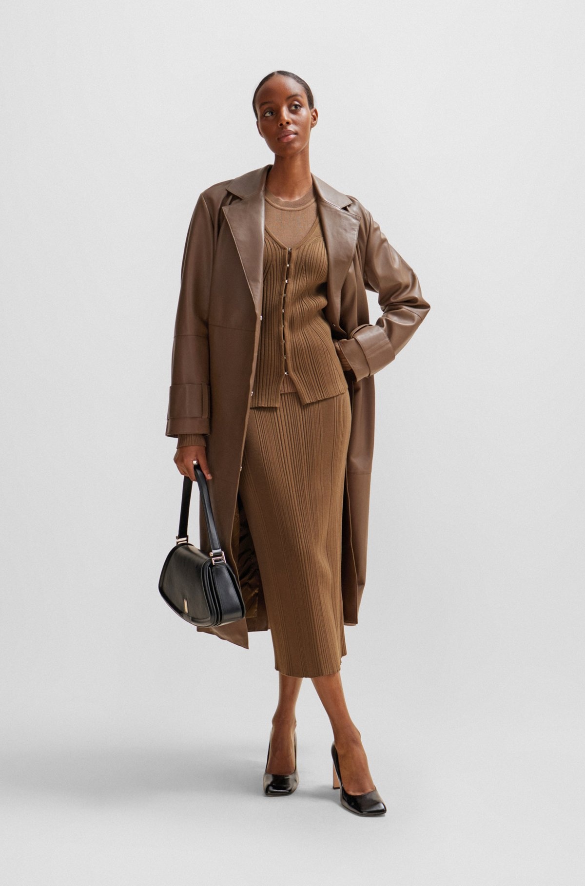RIBBED CARDIGAN IN STRETCH FABRIC WITH HOOK CLOSURES - 3