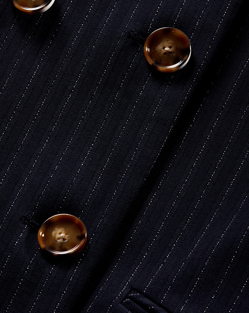 WINSLOW PINSTRIPED COLLARLESS JACKET - 5