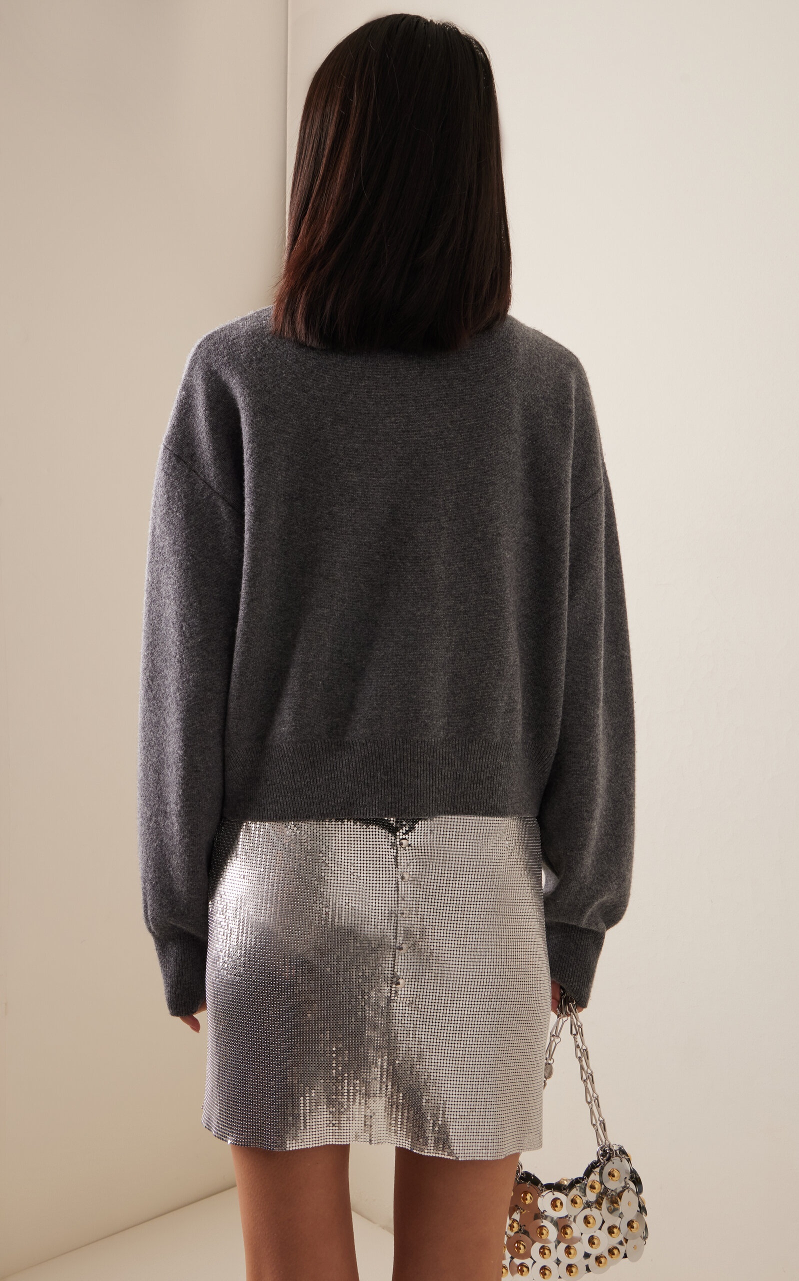 Embroidered Wool-Cashmere Cardigan grey - 4