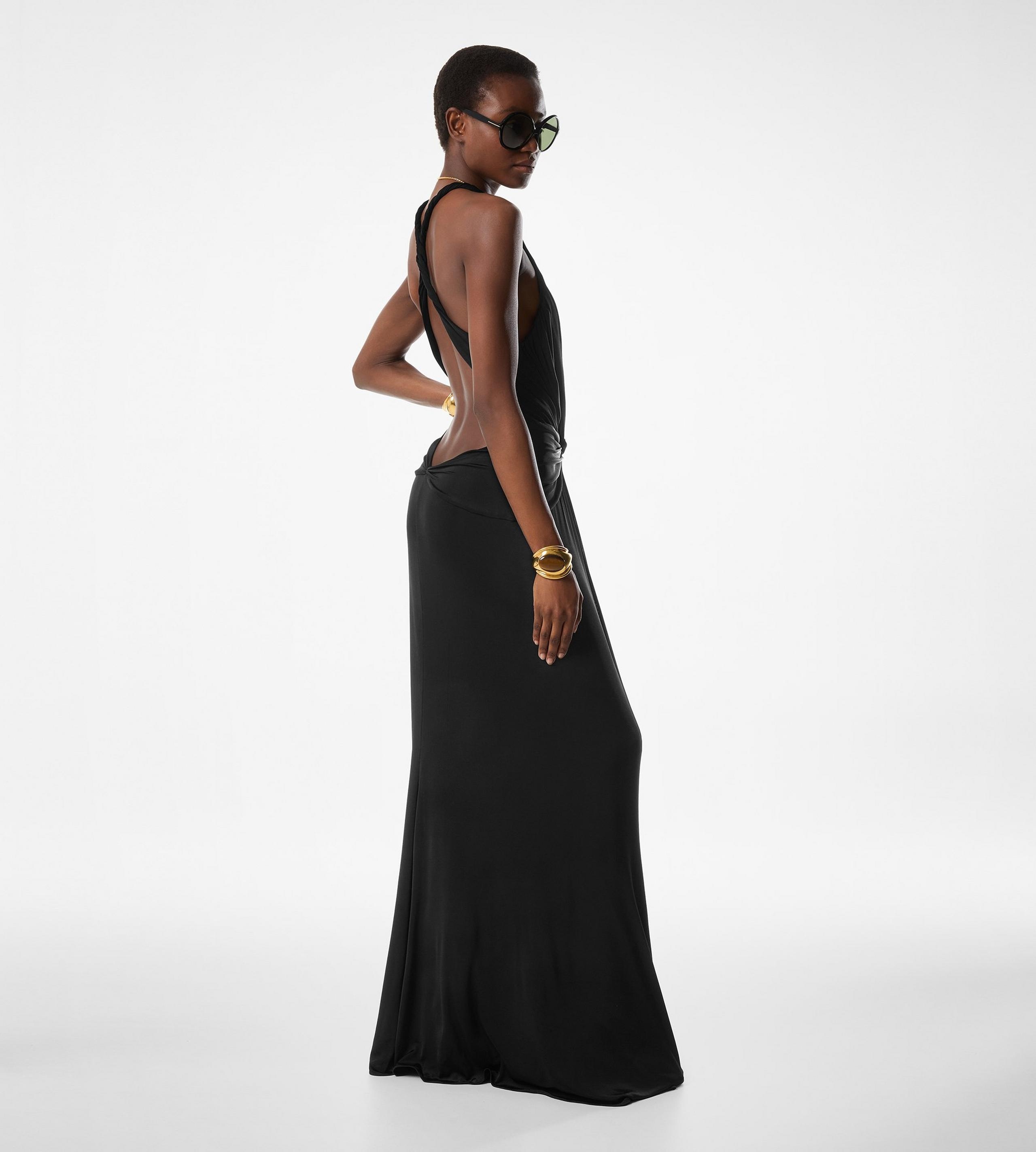 V-NECK CRISS-CROSS EVENING DRESS - 4