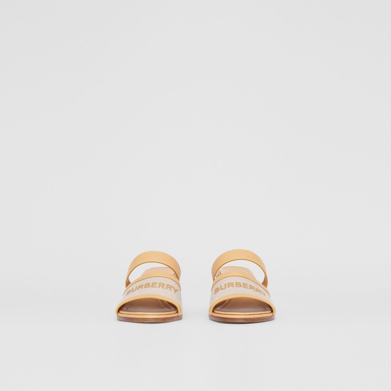 Logo Print Canvas and Leather Mules - 5