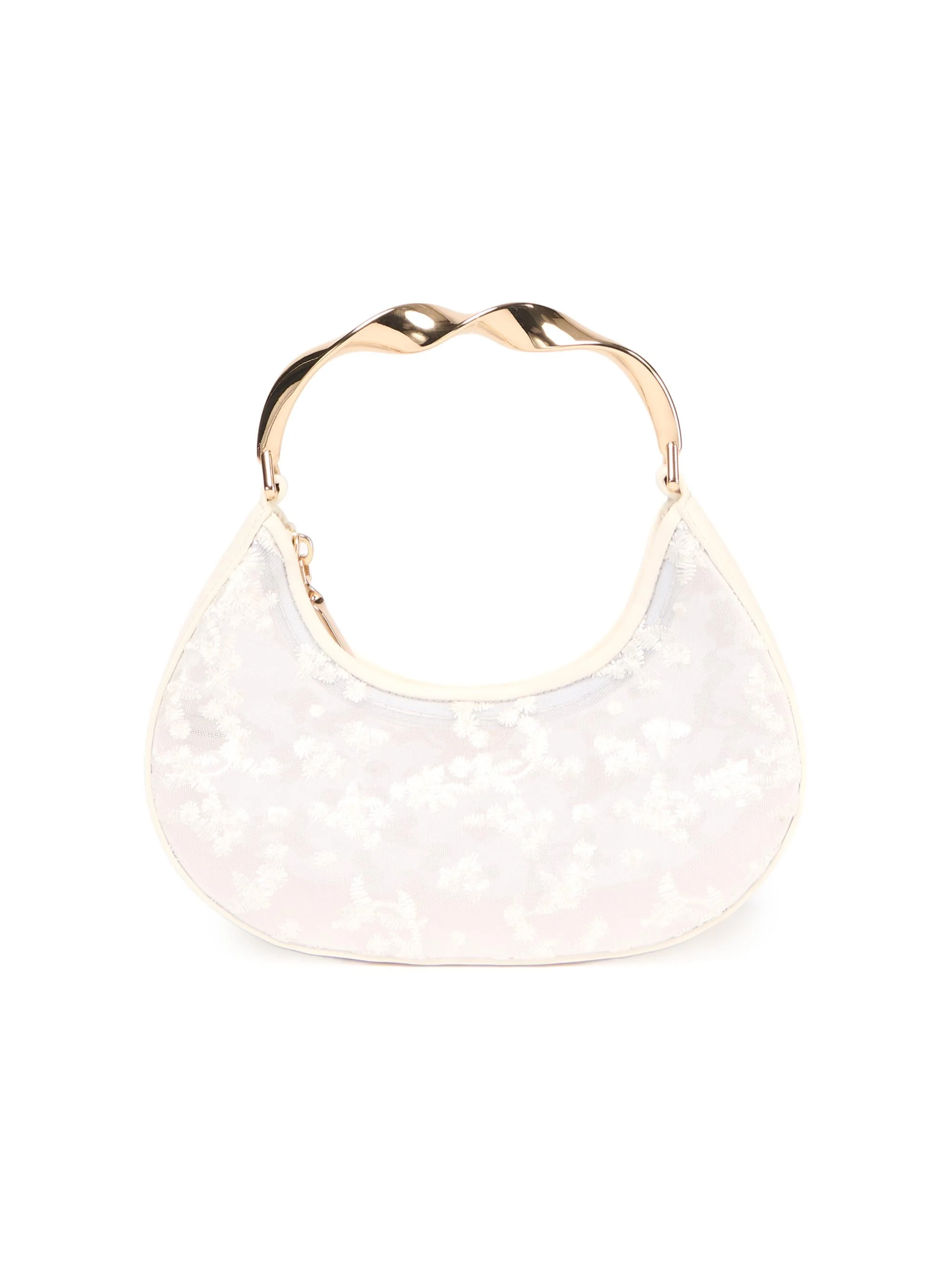 Women's Nixi Floral-Embroidered Mesh Twist Handle Bag - Ivory - 1