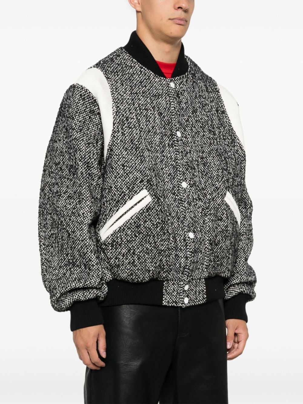 marl-knit varsity jacket - 3