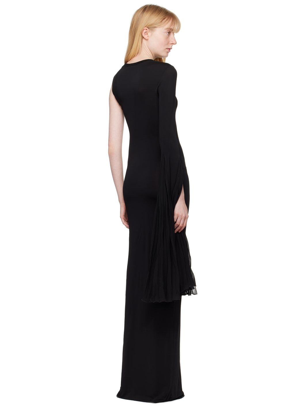 Black Asymmetric Maxi Dress - 3