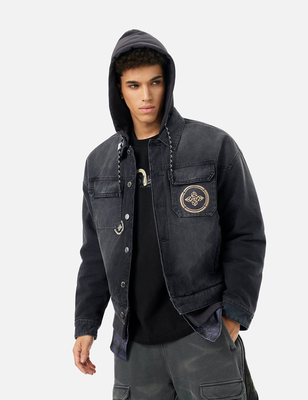 Multi-pocket and Layering Effect Relax Fit Trucker Jacket - 7