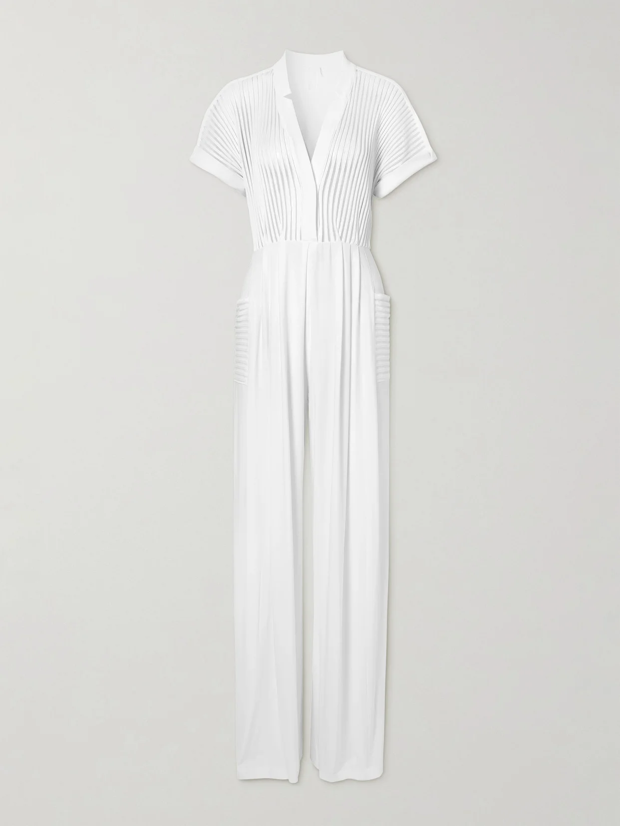 Geralyn Belted Paneled Jersey And Mesh Jumpsuit - 1