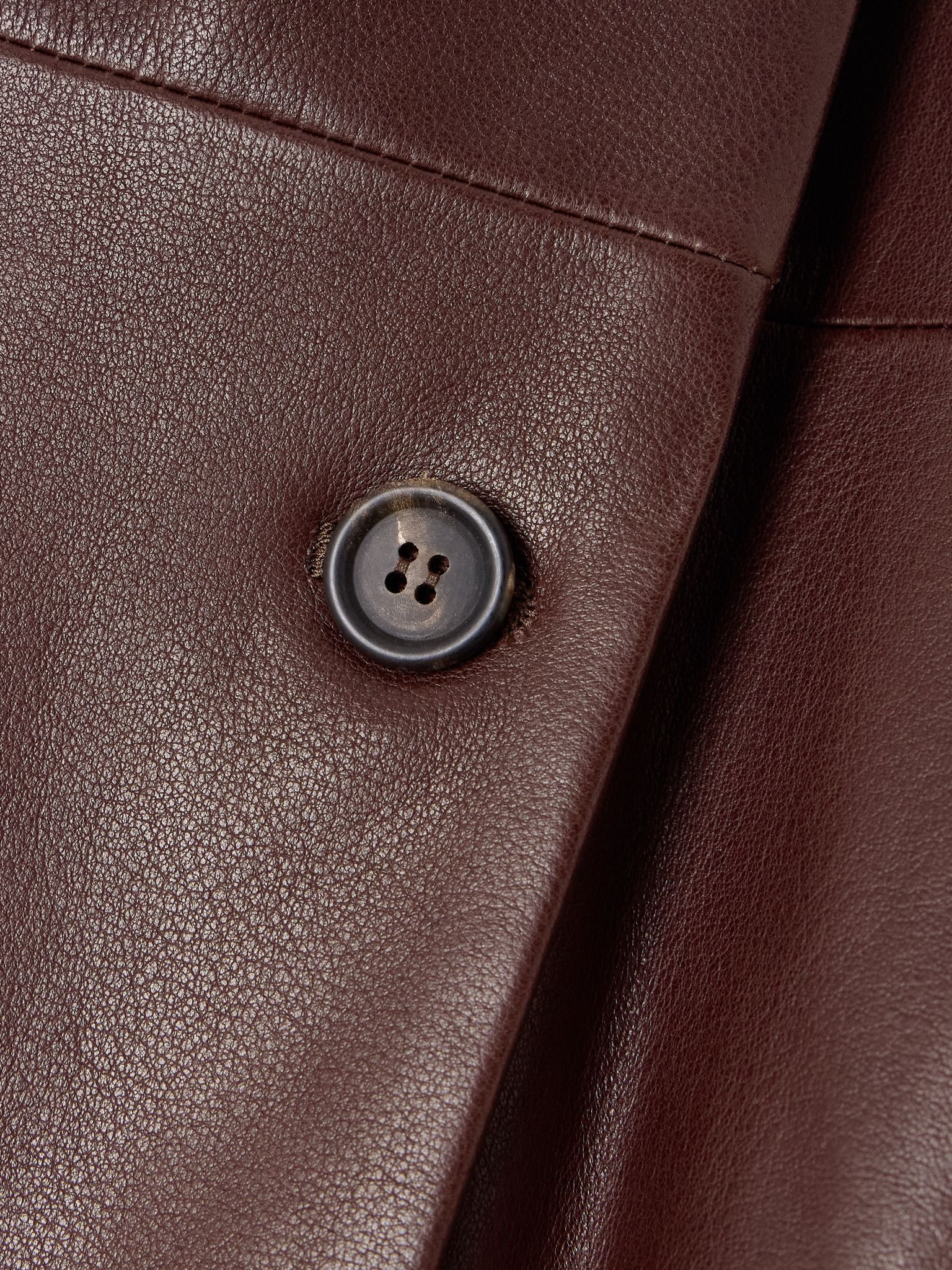 Belted leather jacket Burgundy - 5