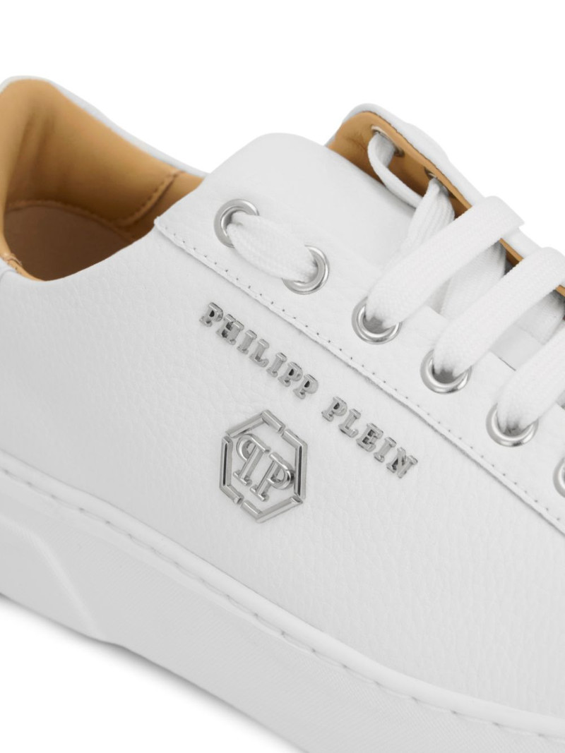 hexagon-logo leather sneakers 5