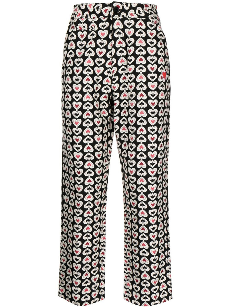 graphic-print straight-leg trousers 1