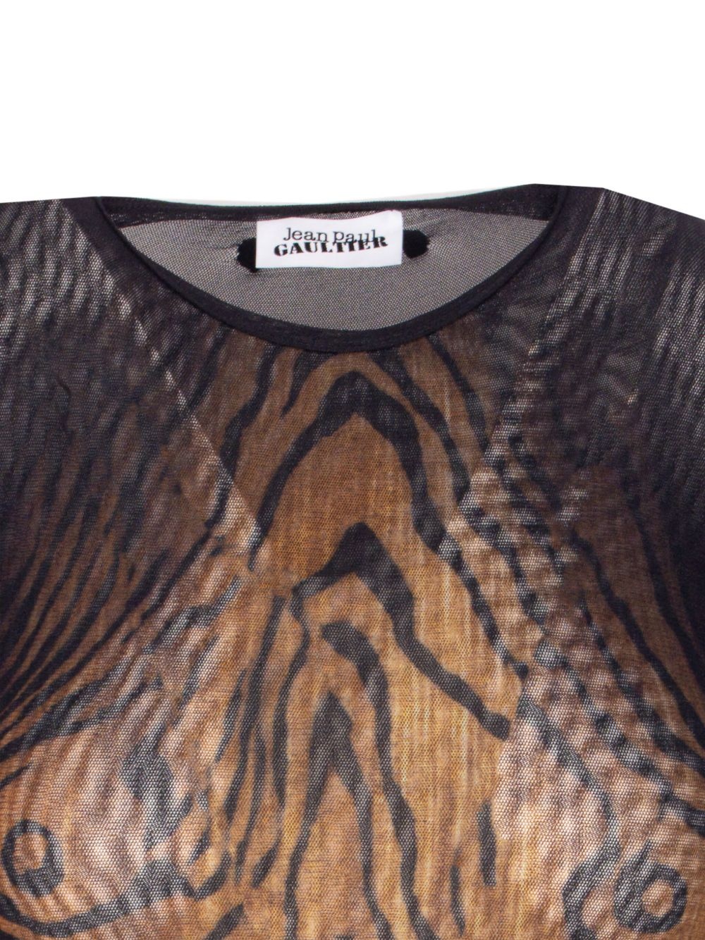 tiger-print mesh bodysuit - 4