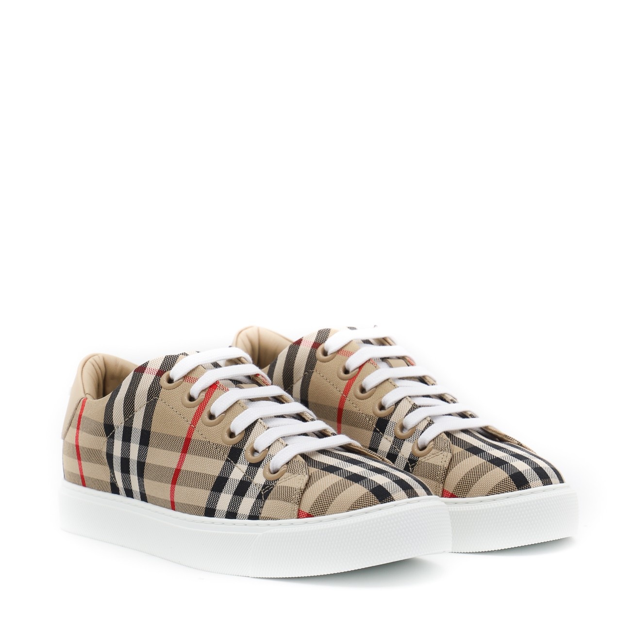 archive beige canvas and leather sneakers - 2
