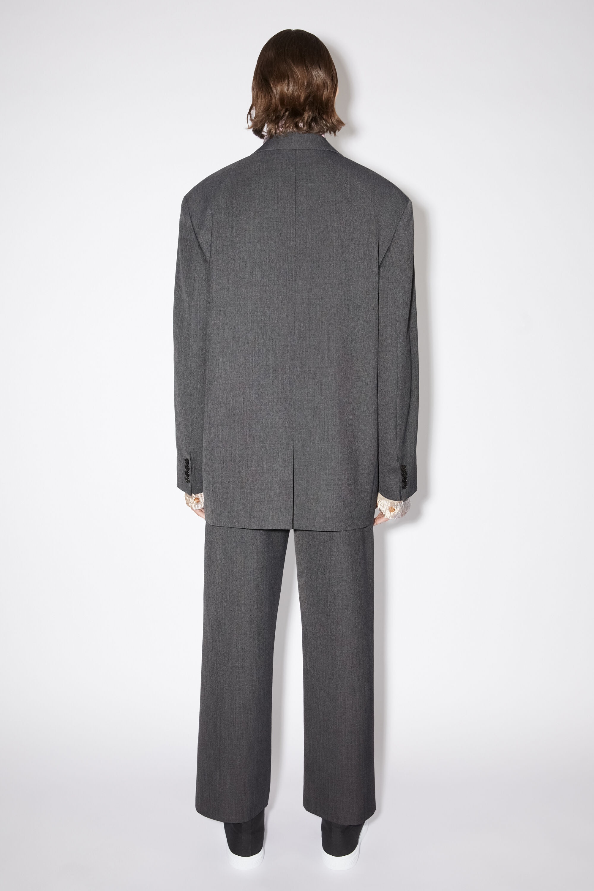 Relaxed fit suit jacket - Dark grey melange - 3