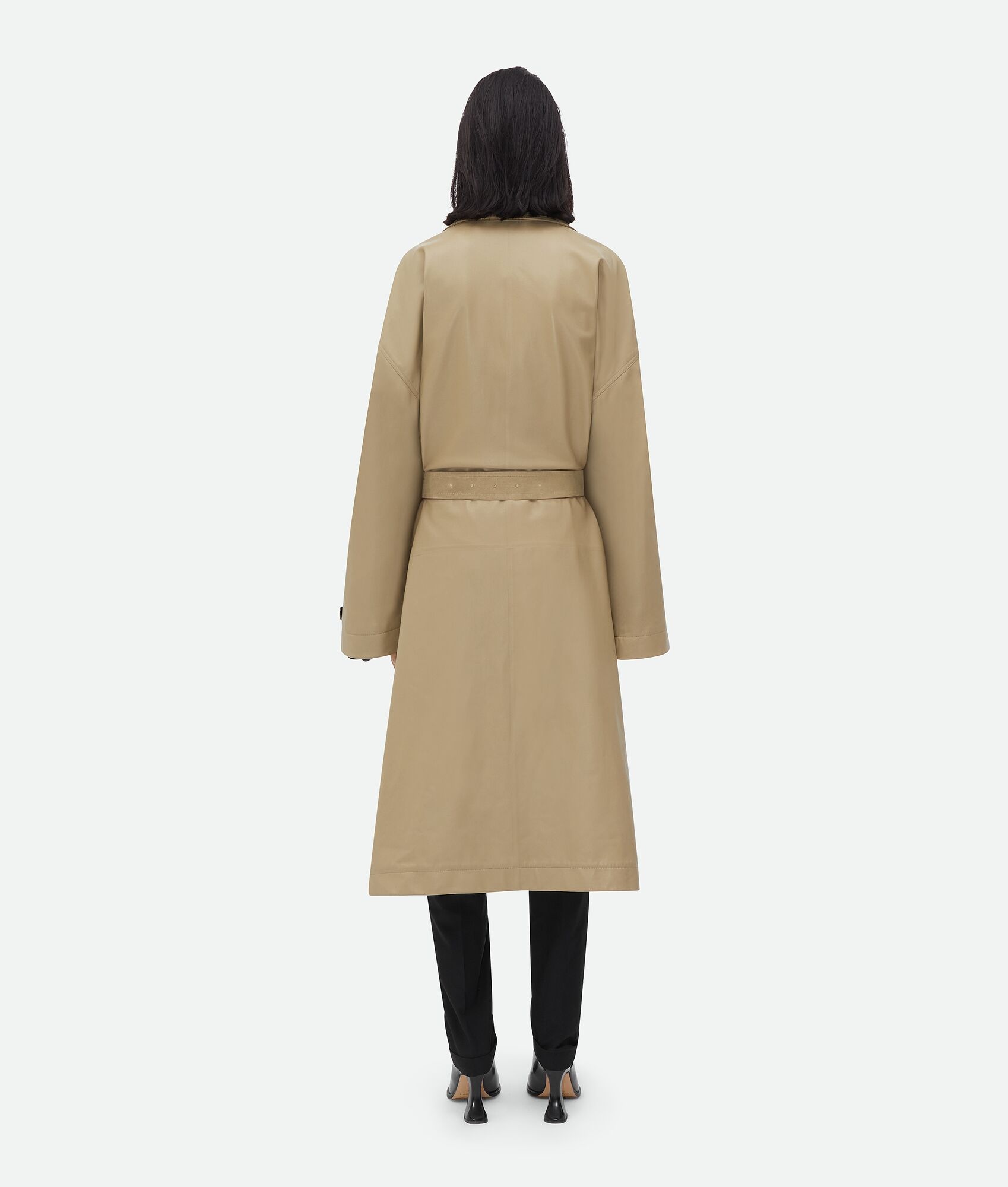 Leather Coat With Check Lining - 3