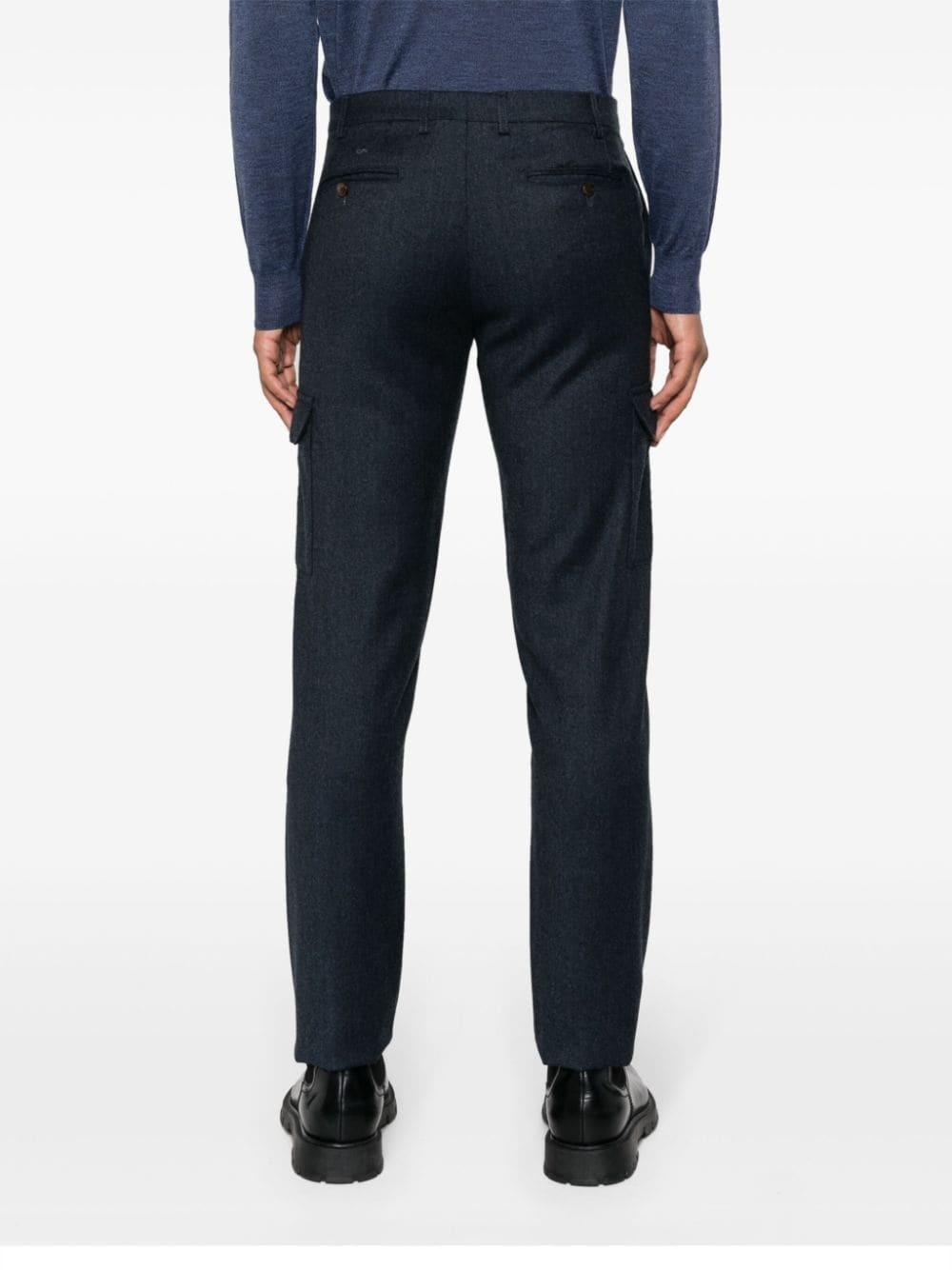 slim-cut wool cargo trousers - 4
