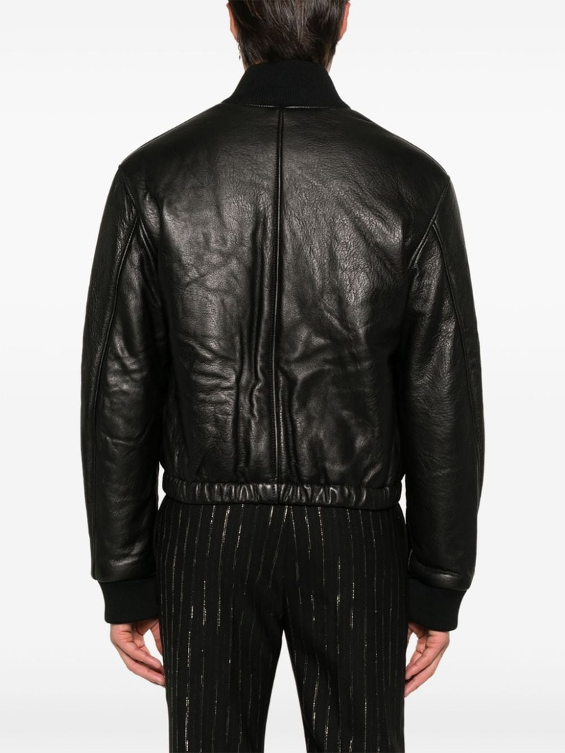 logo-plaque leather jacket 4