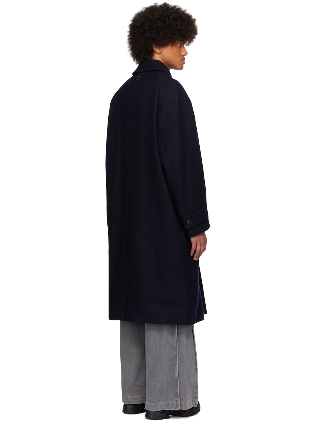 Navy Wool Balmacaan Coat - 3