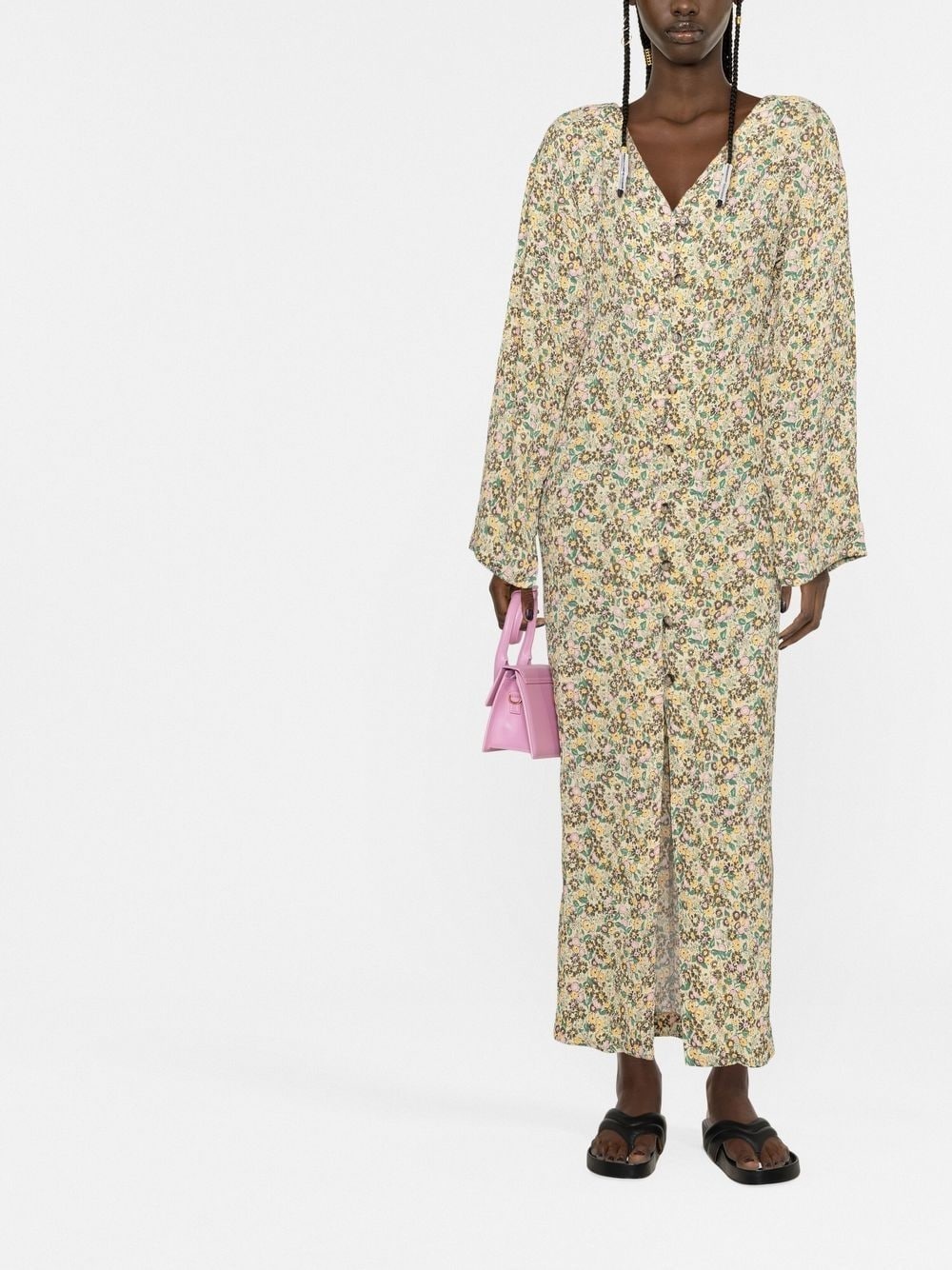 floral-print button-down maxi dress - 2