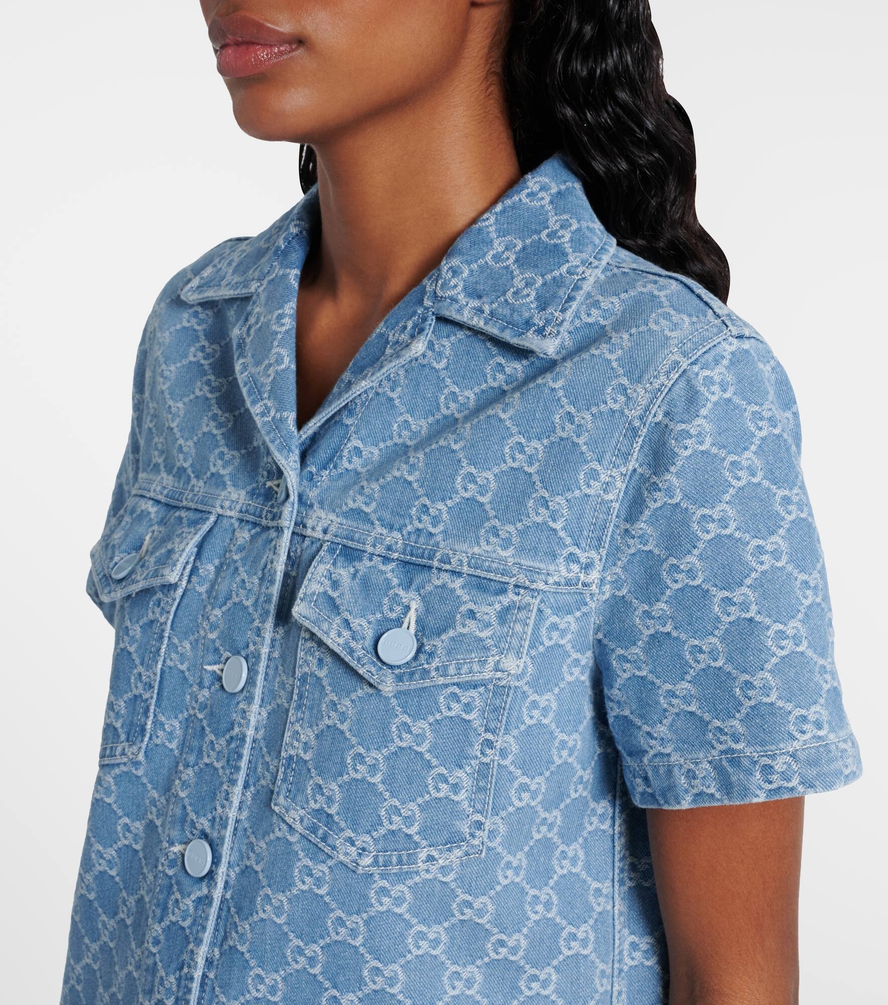 GG denim jacquard romper - 4