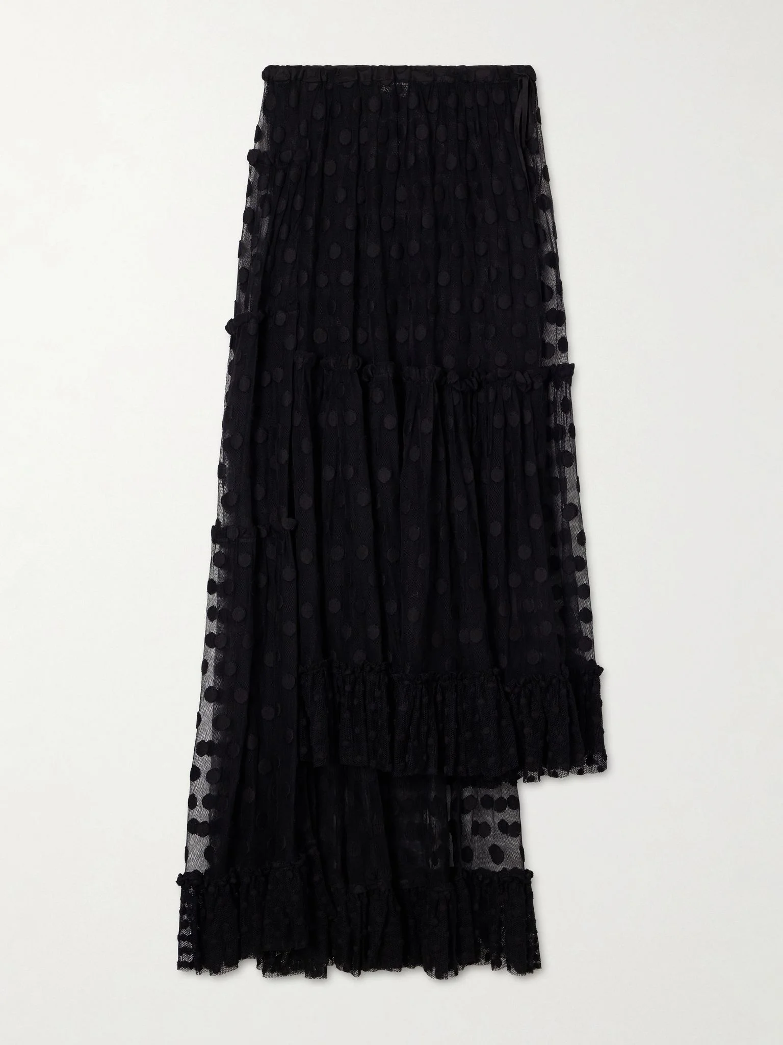 Sunia embroidered cotton-blend mesh maxi skirt Black - 1