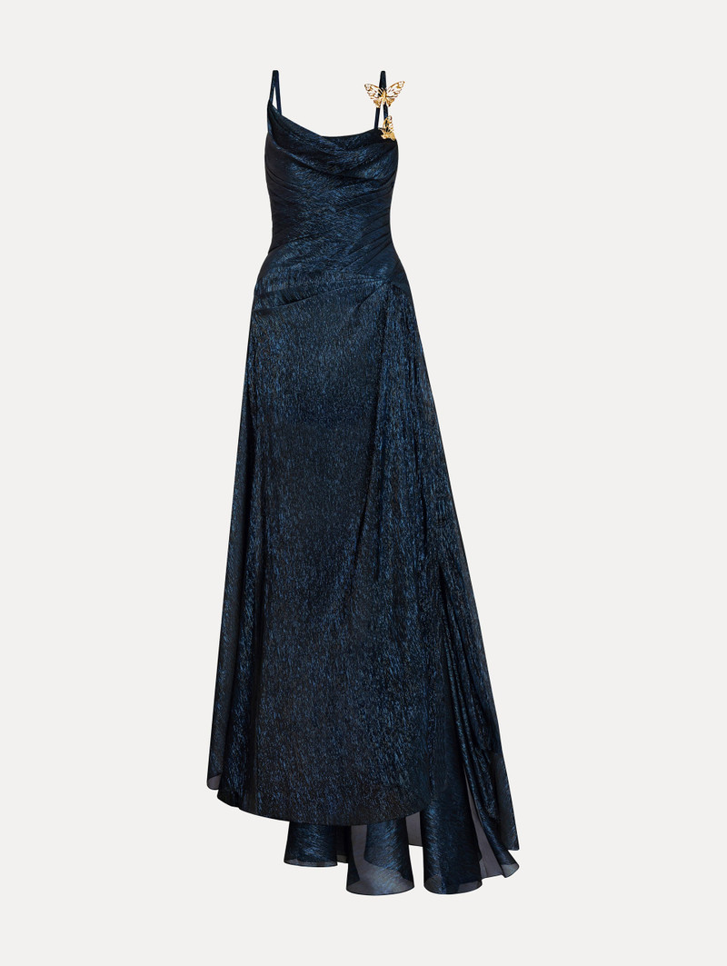 LAMÉ MOUSSELINE DRAPED GOWN 1